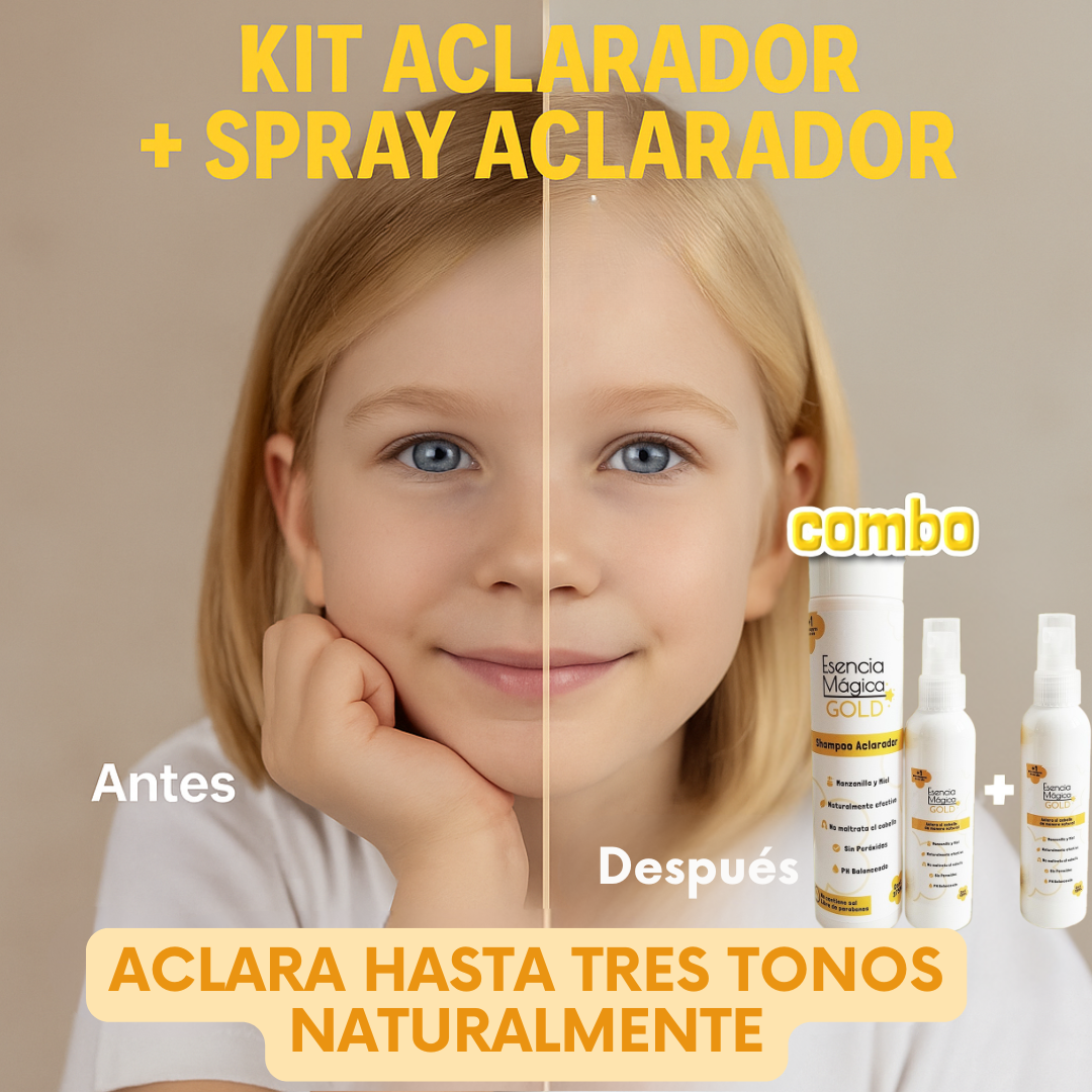 ✨Combo Kit Aclarador de cabello para niños, 100% Natural - SHAMPOO+SPRAY ACLARADOR‼️¡HOY CON 30% DCTO‼️