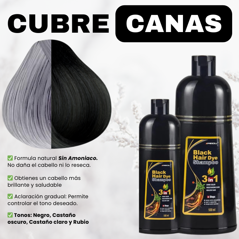 SHAMPOO HAIR DYE (Negro, Castaño oscuro, Castaño claro y Rubio)