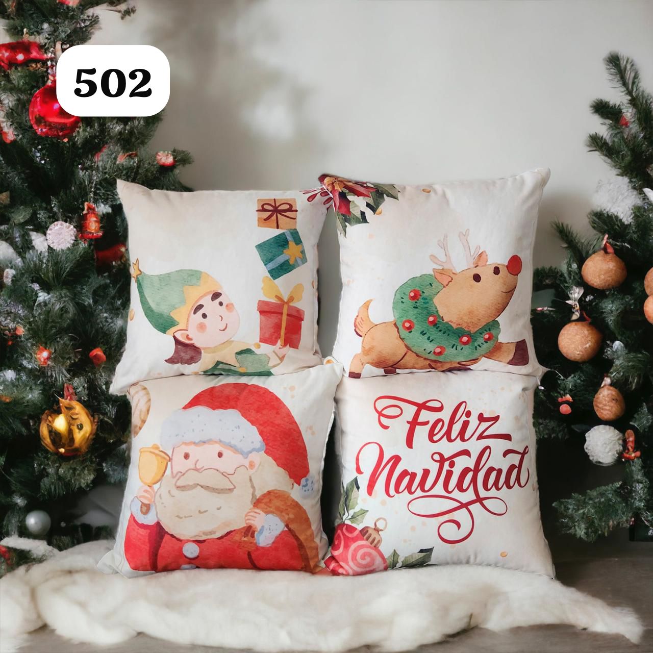 Cojines Navidad Set x 4 ⭐INCLUYE RELLENO⭐ - Medidas 45cmx45cm🎄🎅🏻 ‼️HOY CON 30% DCTO‼️