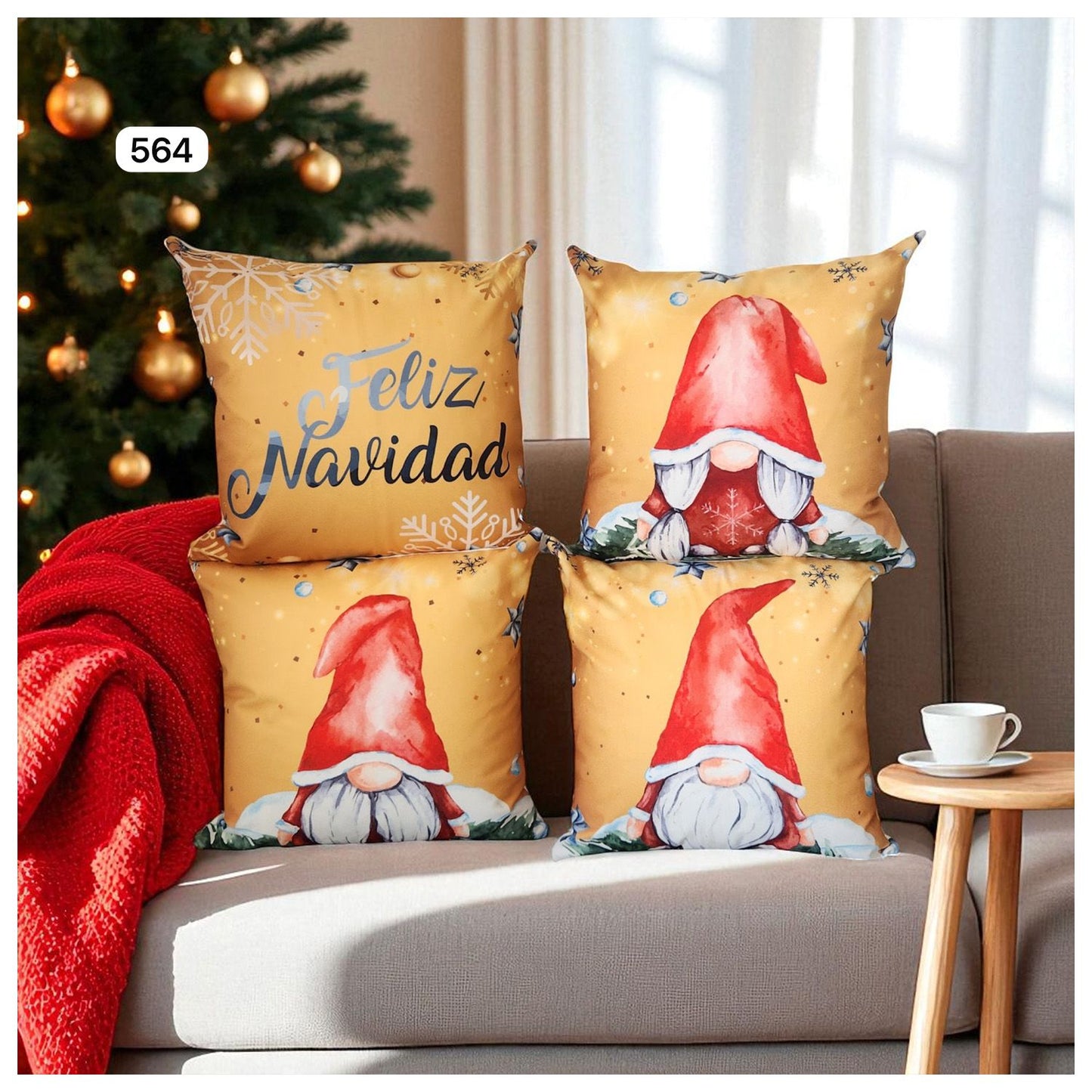 Cojines Navidad Set x 4 ⭐INCLUYE RELLENO⭐ - Medidas 45cmx45cm🎄🎅🏻 ‼️HOY CON 30% DCTO‼️
