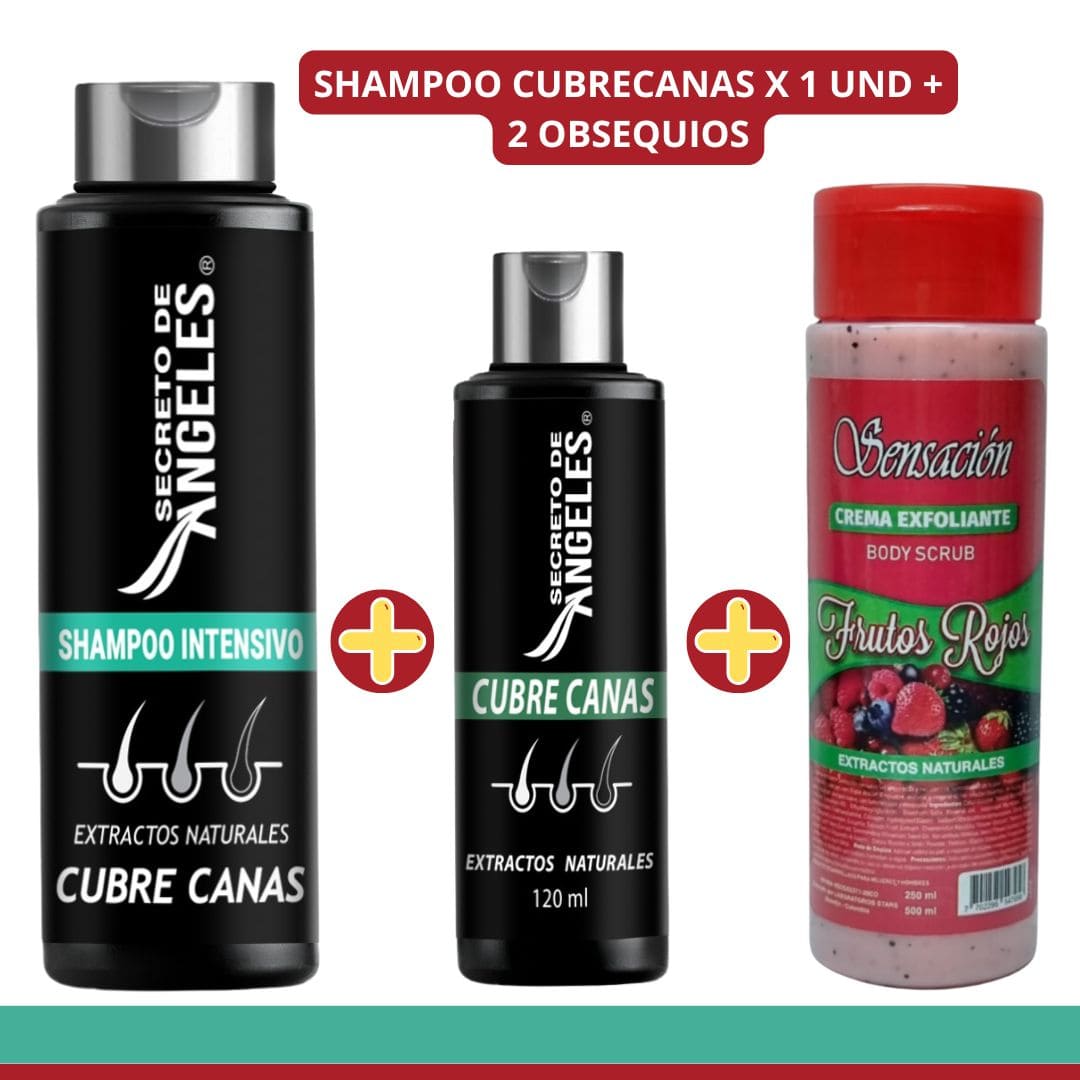Shampoo Cubre Canas ➕ Colageno y Exfoliante GRATIS🎁- Cubre las canas desde la PRIMERA aplicación ✨DSTO 30%