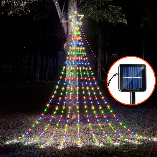 Luces Ecológicas efecto cascada con estrella🎄