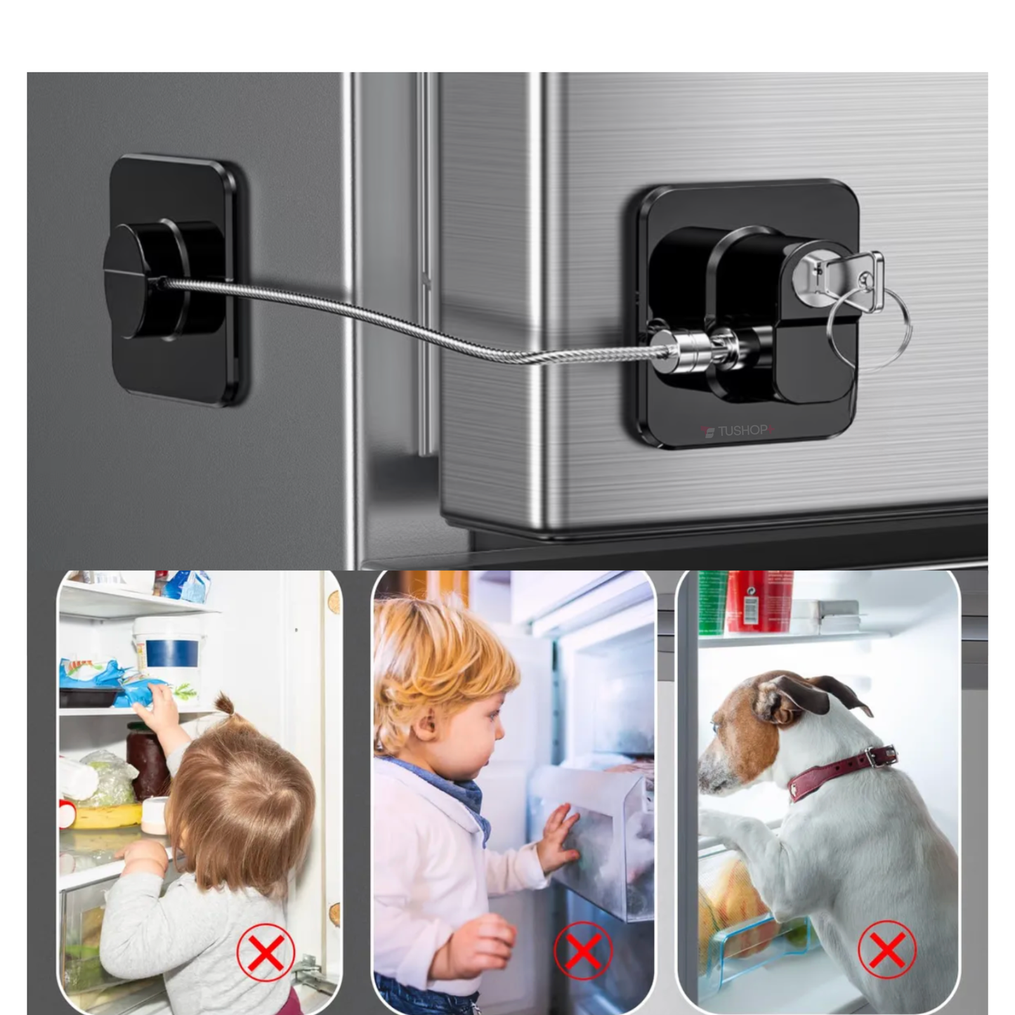 🔐Cerradura de Bloqueo con Llave para Nevera, Armarios, Cajones, Oficinas, Tiendas y Vitrinas - 🛠️ Fácil Instalación sin Herramientas -‼️HOY CON 40% DCTO‼️