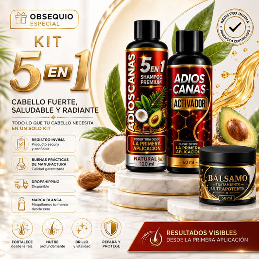 Shampoo Adiós Canas 5 en 1 Aguacate