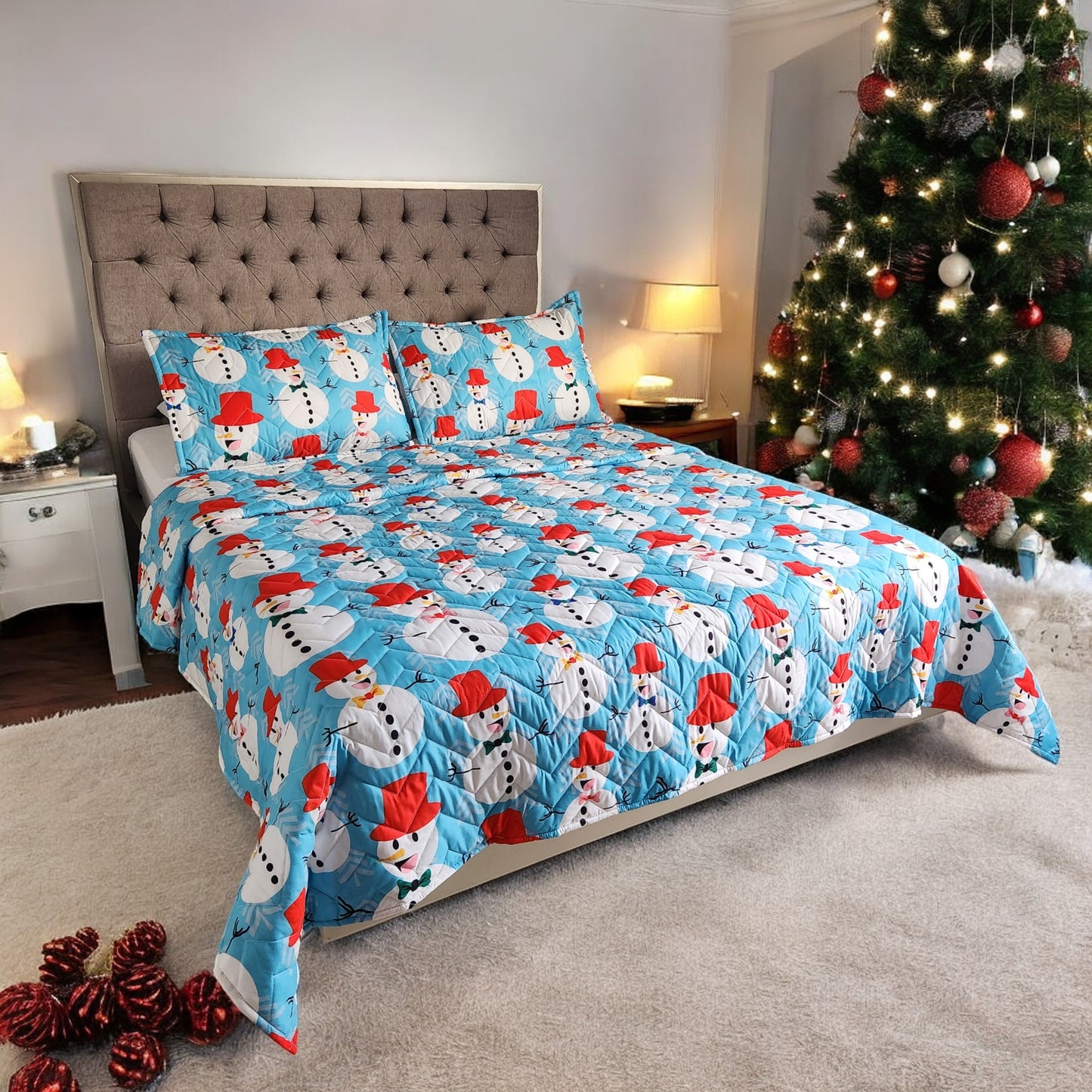 🛏️Edredón Unifaz Navideño - Cama Doble 140cm x 190cm (Incluye Edredón + 2 Fundas)🎄🎅🏻‼️HOY CON 30% DCTO‼️