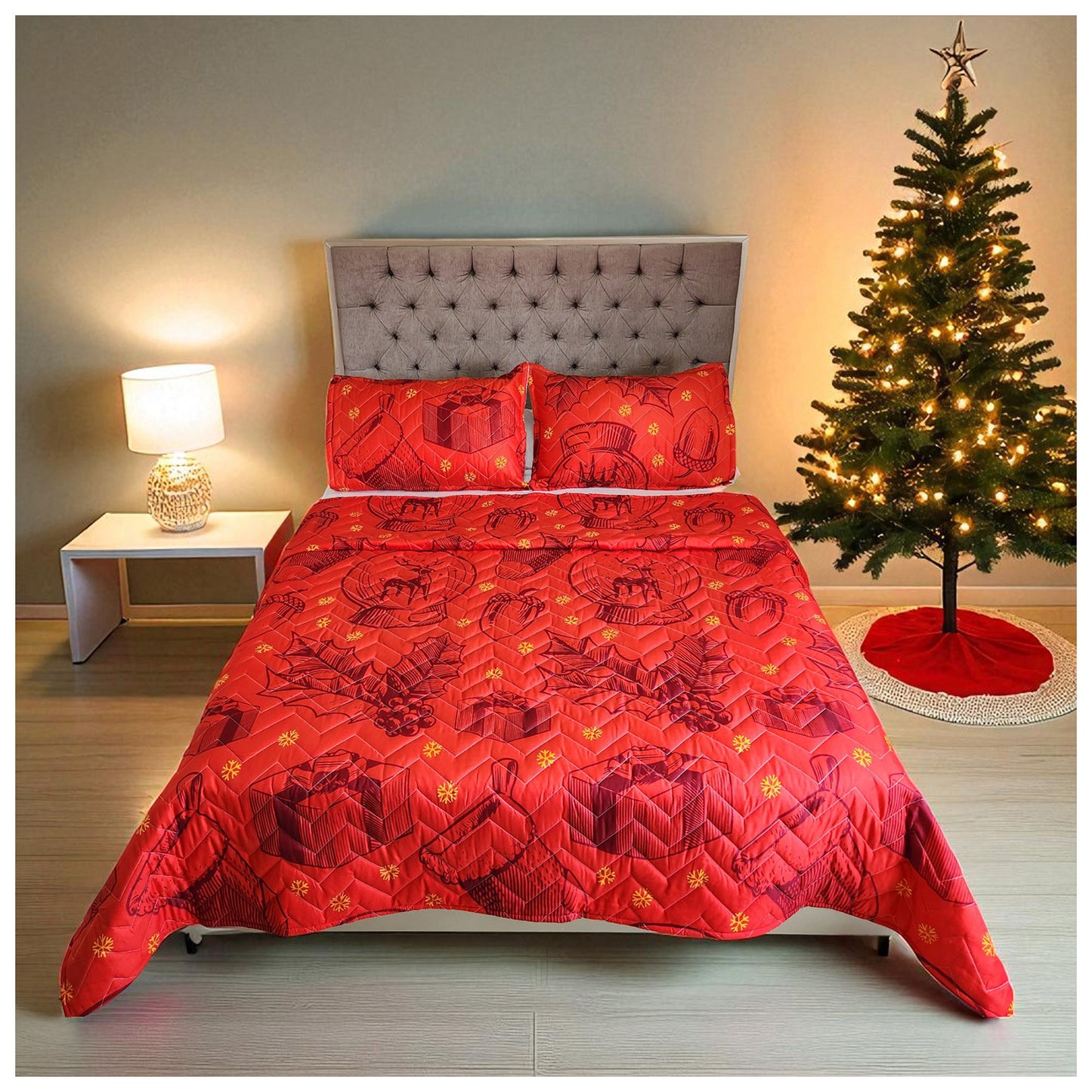🛏️Edredón Unifaz Navideño - Cama Doble 140cm x 190cm (Incluye Edredón + 2 Fundas)🎄🎅🏻‼️HOY CON 30% DCTO‼️
