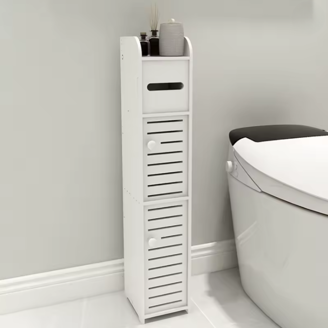 GABINETE DE BAÑO, ORGANIZADOR DE AHORRO DE ESPACIO CON SOPORTE PARA PAPEL🚽🧻✨‼️¡HOY CON 40% DCTO‼️