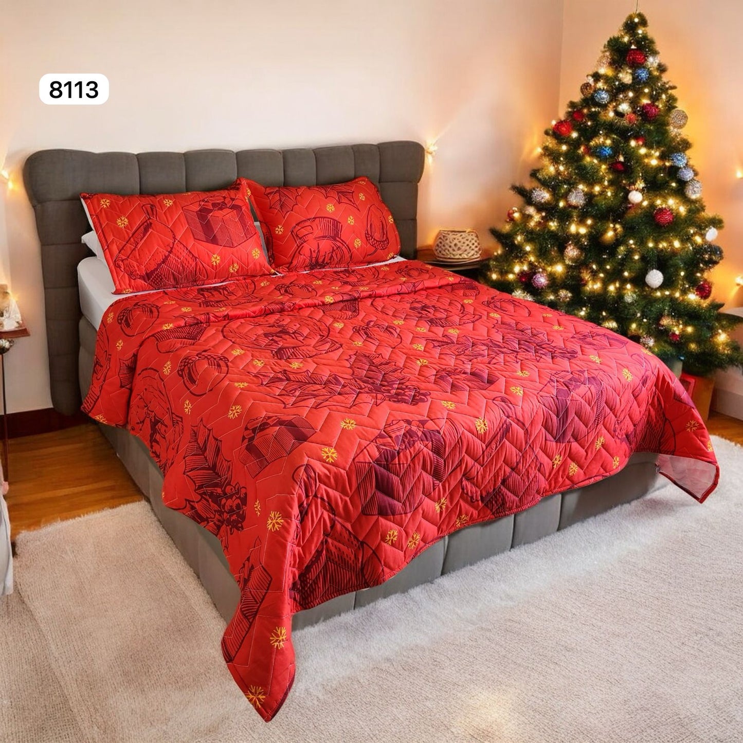 🛏️Edredón Unifaz Navideño - Cama Doble 140cm x 190cm (Incluye Edredón + 2 Fundas)🎄🎅🏻‼️HOY CON 30% DCTO‼️