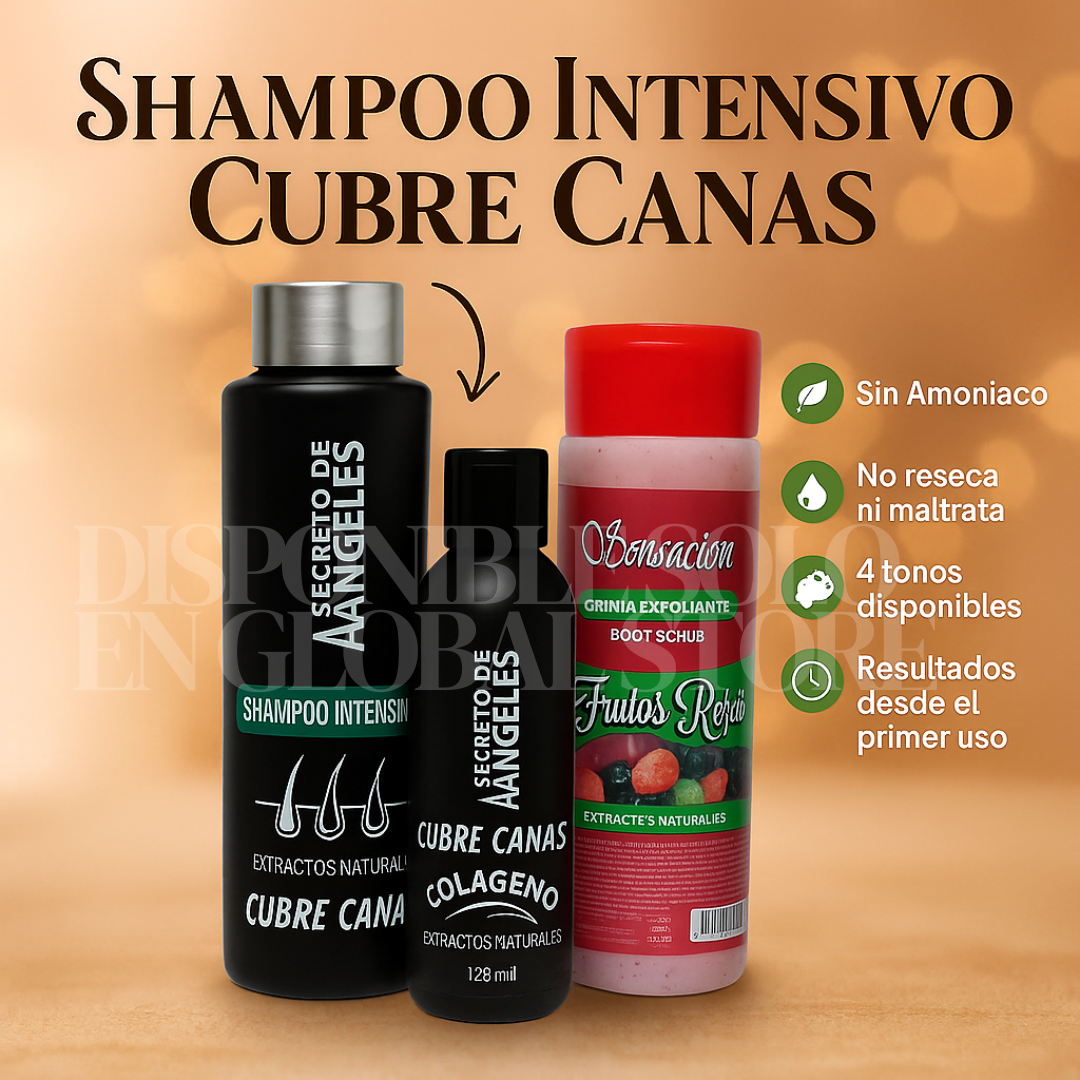Shampoo Cubre Canas ➕ Colageno y Exfoliante GRATIS🎁- Cubre las canas desde la PRIMERA aplicación ✨DSTO 30%