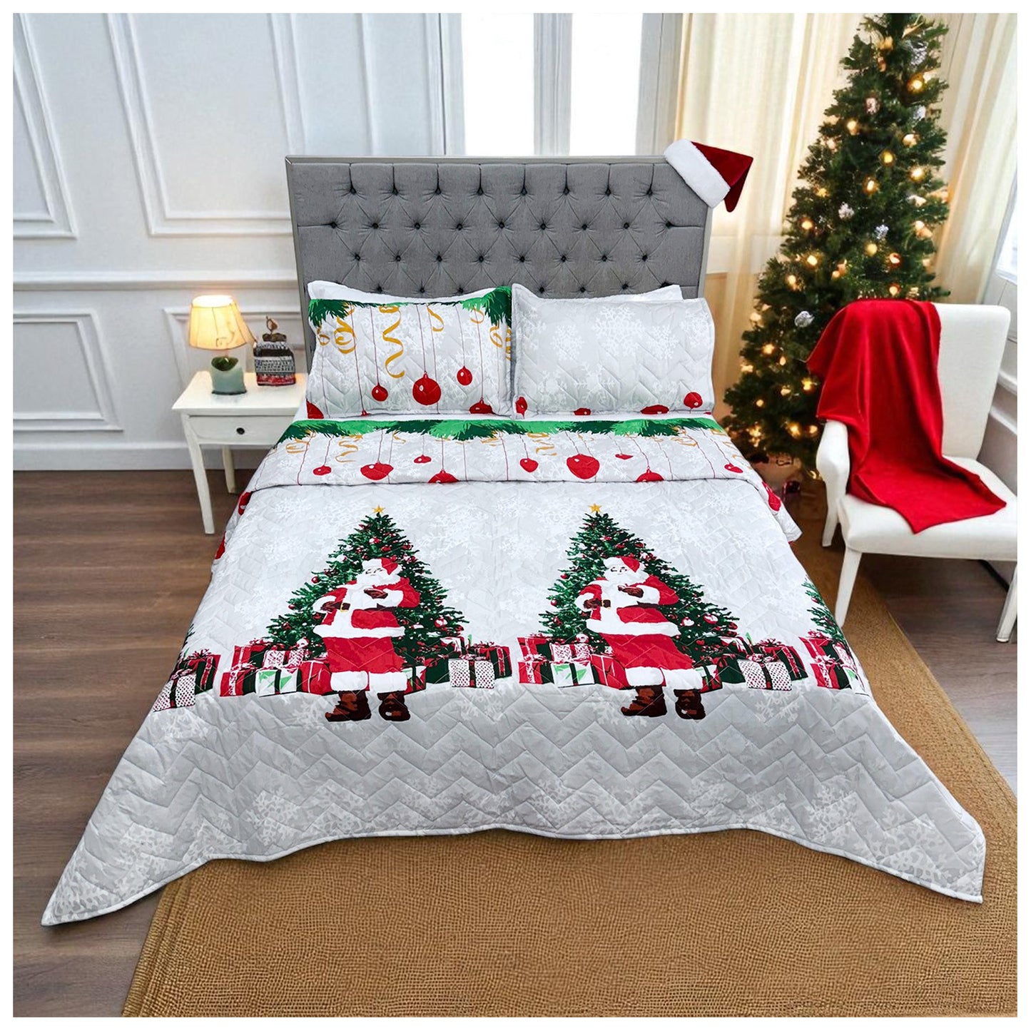 🛏️Edredón Unifaz Navideño - Cama Doble 140cm x 190cm (Incluye Edredón + 2 Fundas)🎄🎅🏻‼️HOY CON 30% DCTO‼️