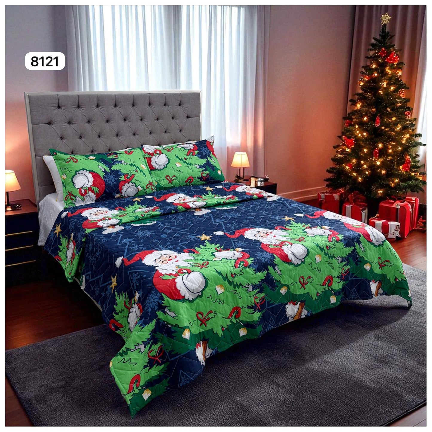 🛏️Edredón Unifaz Navideño - Cama Doble 140cm x 190cm (Incluye Edredón + 2 Fundas)🎄🎅🏻‼️HOY CON 30% DCTO‼️