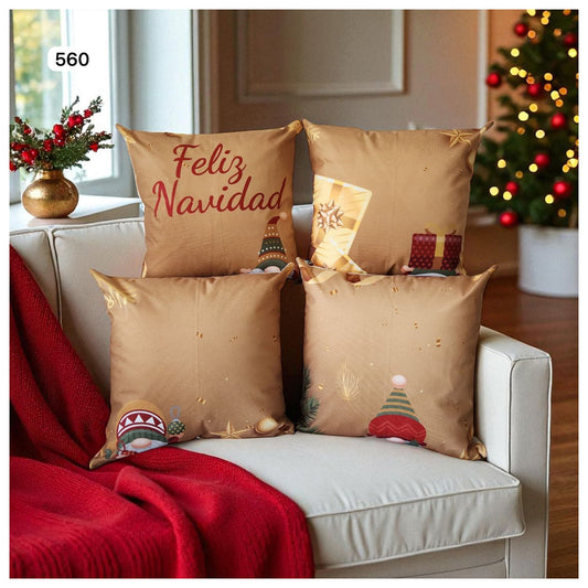 Cojines Navidad Set x 4 ⭐INCLUYE RELLENO⭐ - Medidas 45cmx45cm🎄🎅🏻 ‼️HOY CON 30% DCTO‼️