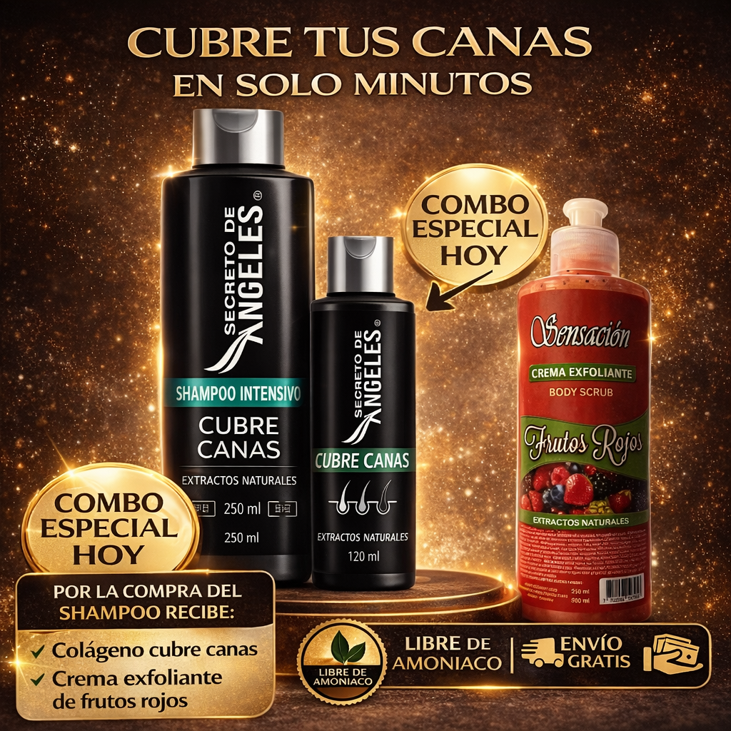 Sh Secreto Angeles ➕ Colageno ➕ Exfoliante GRATIS🎁- Cubre las canas desde la PRIMERA aplicación ✨DSTO 30%
