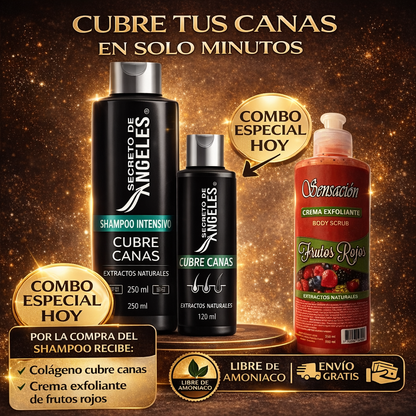 Sh Secreto Angeles ➕ Colageno ➕ Exfoliante GRATIS🎁- Cubre las canas desde la PRIMERA aplicación ✨DSTO 30%