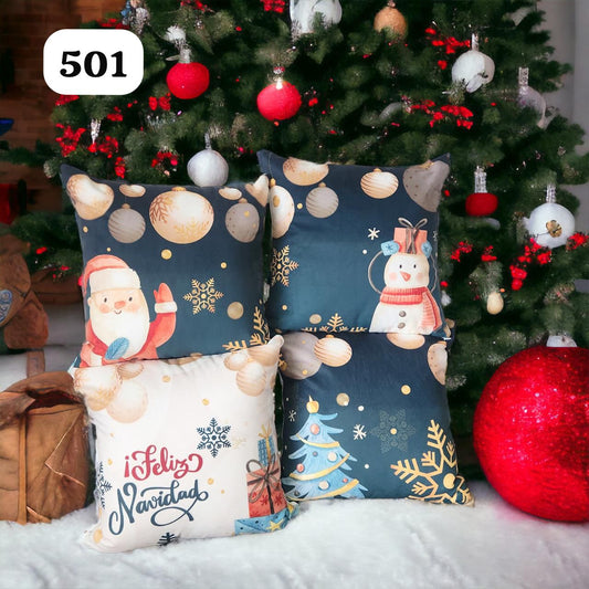 Cojines Navidad Set x 4 ⭐INCLUYE RELLENO⭐ - Medidas 45cmx45cm🎄🎅🏻 ‼️HOY CON 30% DCTO‼️