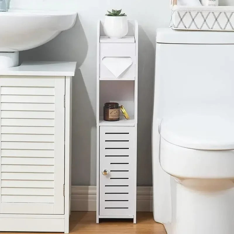 GABINETE DE BAÑO, ORGANIZADOR DE AHORRO DE ESPACIO CON SOPORTE PARA PAPEL🚽🧻✨‼️¡HOY CON 40% DCTO‼️