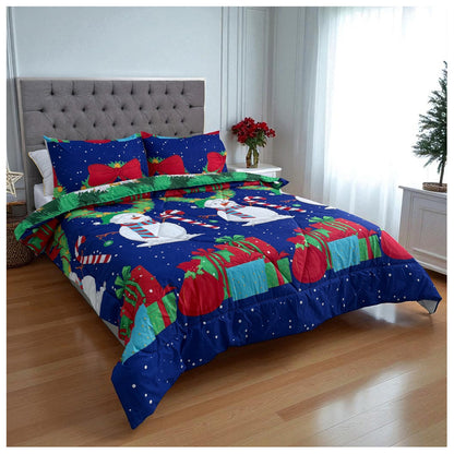 🛏️Edredón Doble Faz Navideño - Ideal Cama Semi Doble 120cm x 190cm y cama doble 140cm x 190cm - (Incluye Edredón + 2 Fundas Doble Faz)🎄🎅🏻‼️HOY CON 30% DCTO‼️