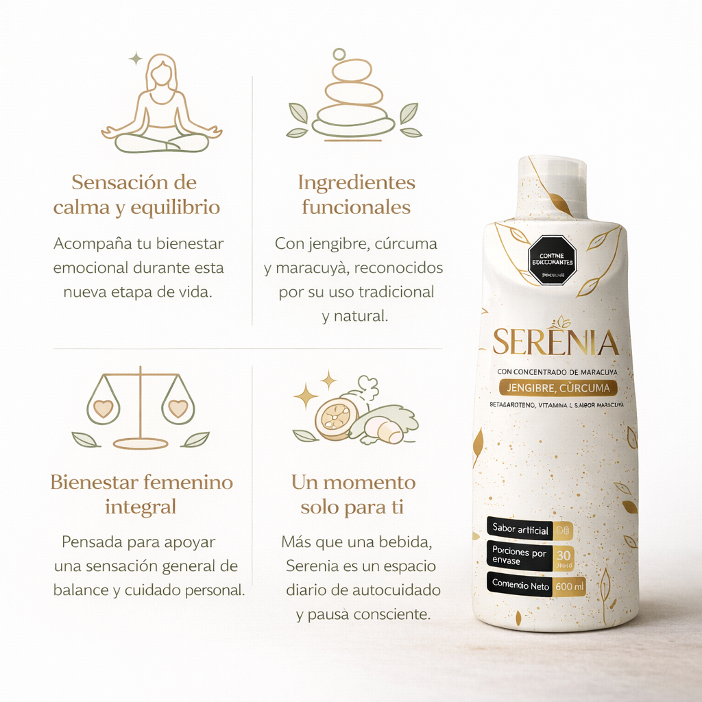 Serenia Bebida Funcional 600ml -Menopausia en Calma 🌿Creada para Acompañarte durante la Menopausia✨‼️¡HOY CON 40% DCTO‼️
