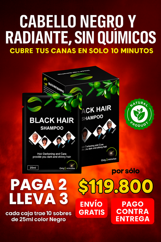 Shampoo Instantáneo Negro Black Hair Caja x 10 sobres