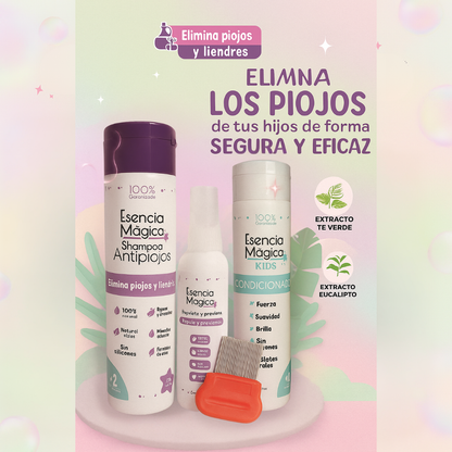 TRATAMIENTO ANTIPIOJOS ‼️PRECIO ESPECIAL ‼️100% NATURAL - SHAMPOO+SPRAY+PEINE+ACONDICIONADOR ✨ ¡HOY CON 30% DCTO