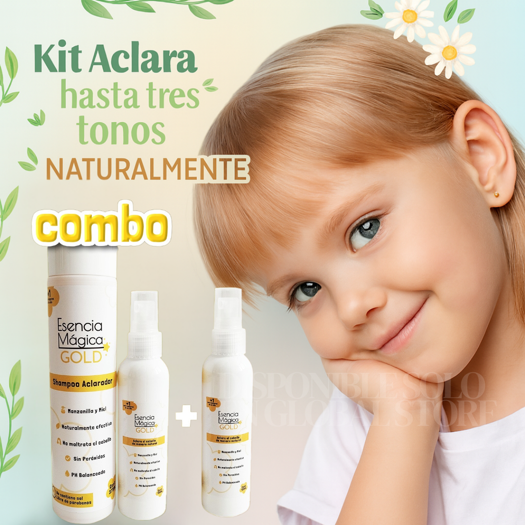 ✨Combo Kit Aclarador de cabello para niños, 100% Natural - SHAMPOO+SPRAY ACLARADOR‼️¡HOY CON 30% DCTO‼️