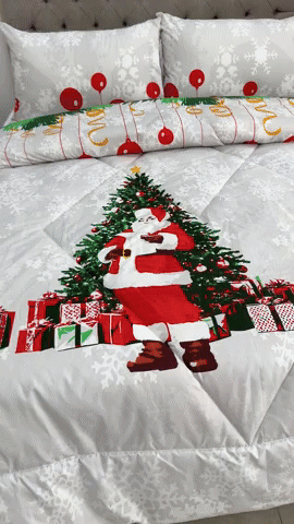 🛏️Edredón Doble Faz Navideño - Ideal Cama Semi Doble 120cm x 190cm y cama doble 140cm x 190cm - (Incluye Edredón + 2 Fundas Doble Faz)🎄🎅🏻‼️HOY CON 30% DCTO‼️