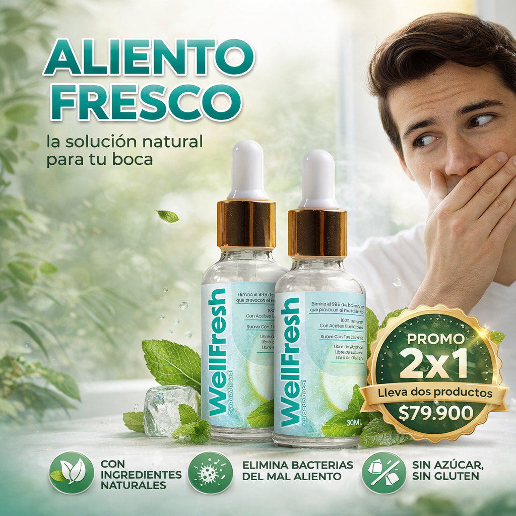 🍃WELLFRESH X2🍃ALIENTO FRESCO ✔ Ideal después de comer, fumar o despertar🔥 COMPRA 1 Y LLÉVATE 2 – Well Fresh X2‼️¡HOY CON 50% DCTO‼️